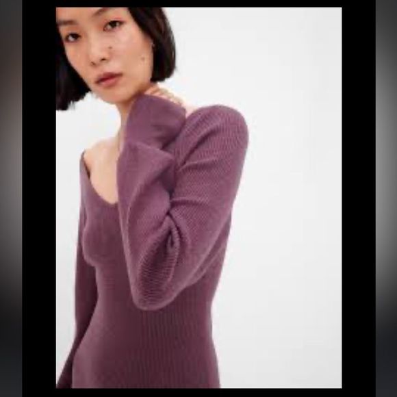 Gap midis purple sweater dress new with tags womens xl Merino Wool-Blend spring - Picture 2 of 6